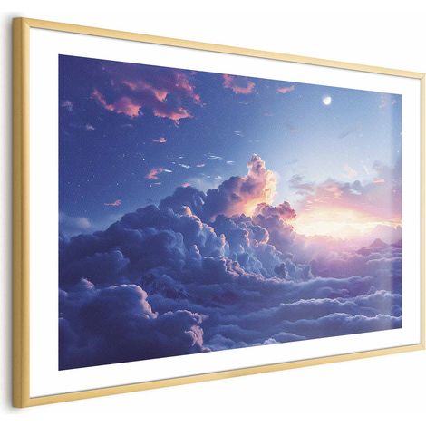 Plakat – Nachtkonzert in den Bergen: Wolken, erleuchtet von den letzten Sonnenstrahlen (1/4)
