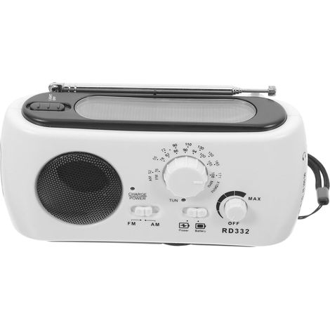 Radio Solaire Portable à Manivelle Lampe LED, Abs Blanc (1/5)