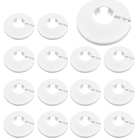 Sollbry 15 Pièces Colliers de Tuyau de Radiateur Couvercle Blanc Solide de Pipe en Plastique pour Tuyau Rosace Ronde Diamètre Cache Décoration Plomberie pour Tuyau de Chauffage D'eau 16 mm (1/5)