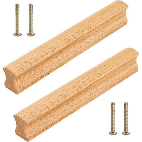 2 Pices Poigne De Placard En Bois 128mm Poigne Pour Meuble Tiroir Avec Vis (1/5)