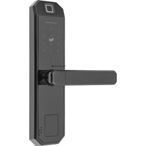 Cerradura de puerta con huella dactilar, control táctil, capacidad para 200 usuarios, color negro. (1/2)