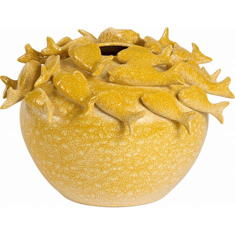 Vaso giallo in ceramica suggestivo Light & Living Fish (1/3)