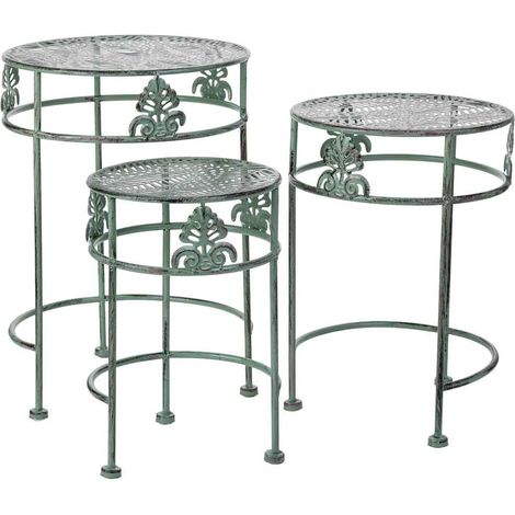 Soporte para macetas verde, 3 piezas, 28x28x40-24x24x34-20x20x30h cm (1/5)
