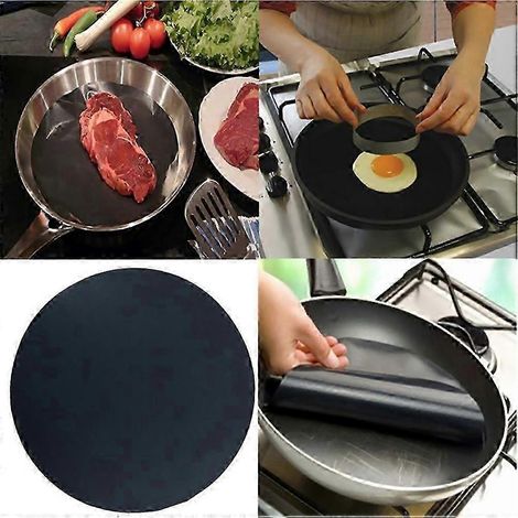 Lot de 2 Disques Antiadhésifs 24cm pour Poêle Ronds, Feuilles de Cuisson Haute Température, Protection pour Wok, Barbecue, Pâtisserie et Cuisine (1/5)