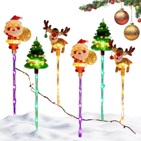 Lampes solaires de Noël d'extérieur résistantes aux intempéries, lampe décorative de paysage Lumières sur piquet du Père Noël pour cour, cour, porche, allée, fête, allée, festival, balcon, terrasse (1/5)