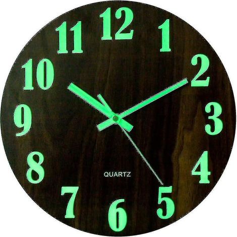 Horloge murale lumineuse, horloge murale décorative moderne et silencieuse, grand cadran de 30 cm (1/4)