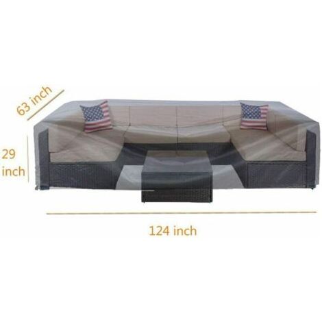 FOREHILL Extra große Terrassen- und Tischabdeckung, staub- und wasserdicht, UV-/Windschutz, 124" x 63" x 29" (1/3)
