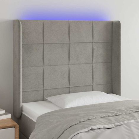 vidaXL Cabecero con LED de terciopelo gris claro 93x16x118/128 cm (1/5)
