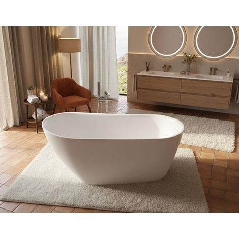 Vasca da bagno freestanding da design 170x78cm centro stanza acrilico LINDA Bianco Lucido