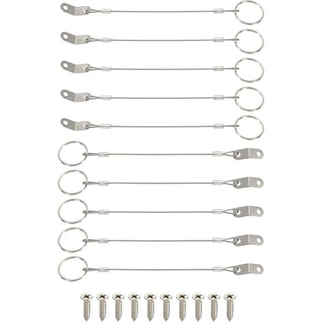 Pack Of 10 Lanyard Cable Safety Tether Wire 6 Inch Silver (1/5)