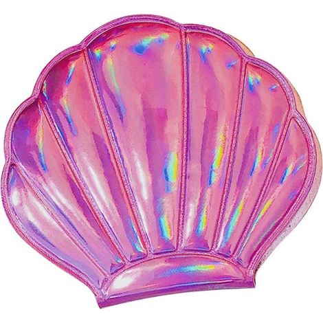 Miroir pliable double face en cuir PU portable en forme de coque (rose)