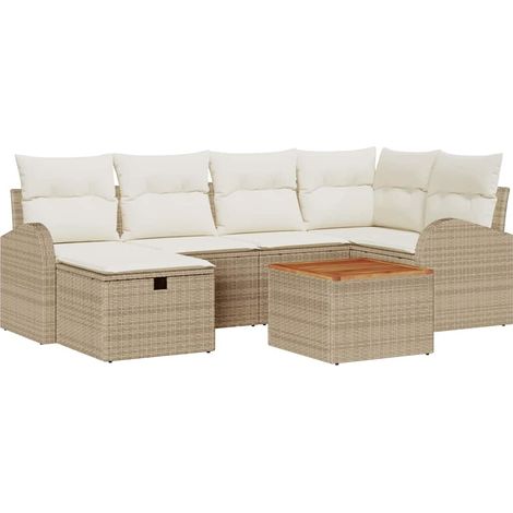 Garden Sofa Set 7 pcs Beige Poly Rattan vidaXL (1/5)