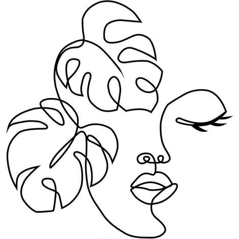 Décoration murale en métal représentant un visage de femme. Art minimaliste abstrait en métal, dessin au trait d'une jeune fille. Décoration murale moderne et abstraite représentant un visage féminin, (1/5)