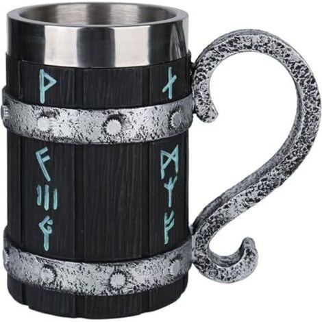 Viking wooden beer mug, handcrafted wooden mug with stainless steel lining, 600ml vintage mug, medieval cup for coffee/drinks/juice (for men). (1/5)
