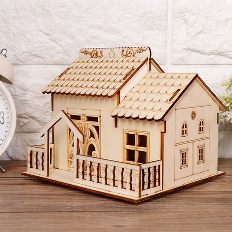 Boîte à monnaie miniature en forme de villa, tirelire, modèle de maison décorative (portail triangulaire) (1/5)