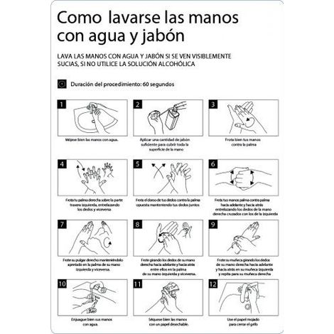 CARTEL ADHESIVO "LAVADO DE MANOS" 10 und  FERKO F-614