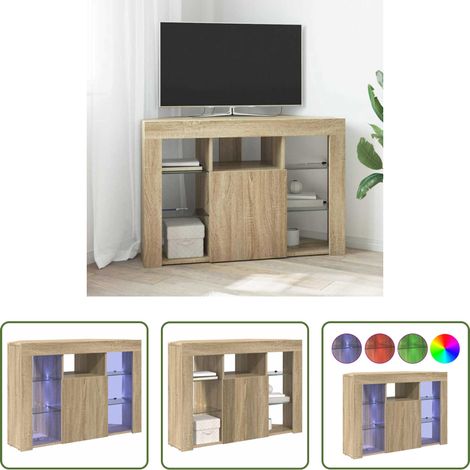 vidaXL Rangement salon - Meuble TV LED d'Angle Montage mural Chêne Sonoma 100x40x68cm (1/5)