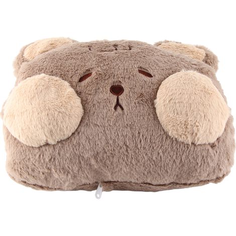 Plüschtier-Kissen-Decken-Set: Weiches Kuschelkissen in Bärenform mit Heiztaschen für Reisen, Zuhause und Büro (1/5)