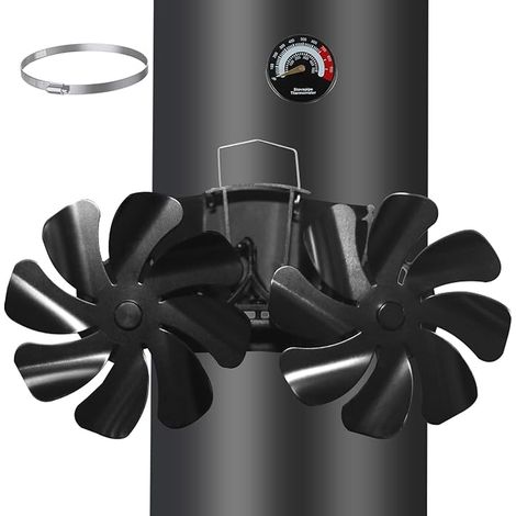 Ventilateur de cheminée magnétique, avec 16 pales, ventilateur de cheminée, pour bois, bois de chauffage, foyer, tuyau de poêle