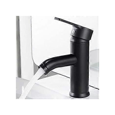 Matte schwarze Armatur, Kupfer-Waschtischarmatur, mattes Warm- und Kaltwasserbecken, elegante Armaturen im Retro-Design, Einloch-Hebelarmatur, robustes Becken