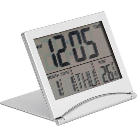 Réveil, réveil de voyage numérique à LED portable se pliant avec répétition de température du calendrier pour chambre (1/4)