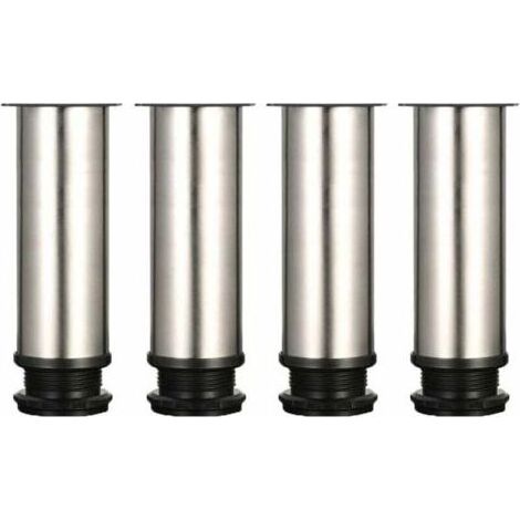 Pieds de meuble réglables 150 mm – Acier inoxydable brossé – Hauteur ajustable 0-15 mm – Vis en acier inoxydable incluses (1/4)