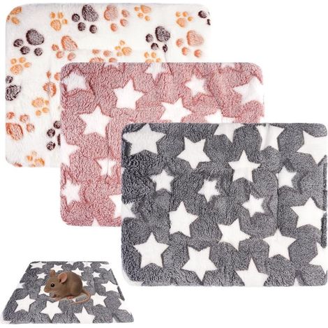 Lot de 3 lits en peluche pour petits animaux, 32 x 25 cm Hamster Tapis de Lits, Chaud Doux Polaire, Chaud Doux Polaire Lit Lapin, Coussin Lapin Nain Convient aux Hamsters, Lapins, Chinchillas, etc (1/5)