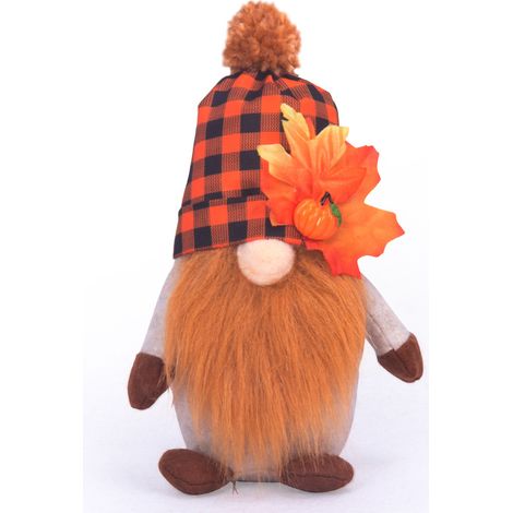 Fête de la récolte de la citrouille d'Halloween Feuille d'érable Poupée sans visage Gnome Thanksgiving Ornement de poupée d'automne (modèle masculin)