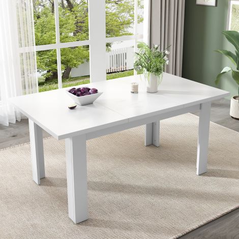 Table à manger rectangulaire avec espace de rangement, blanche, 120 x 70 cm