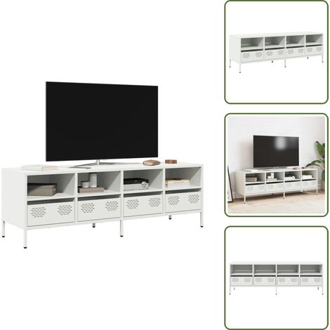 TV industriale - vidaXL Mobile TV Bianco 135x39x43,5 cm in Acciaio Laminato a Freddo - Mobile con cassetti