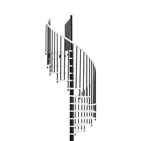 Minka Spindeltreppe Spiral Wood 38 - 305,5cm Geschosshöhe Weiß Schwarz 160cm Durchmesser