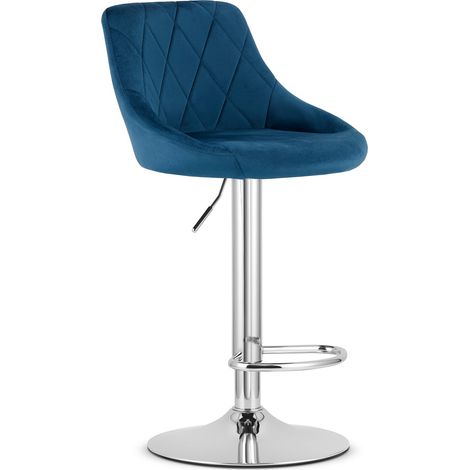 Sgabello Kast - velluto blu navy / base cromata (1/5)