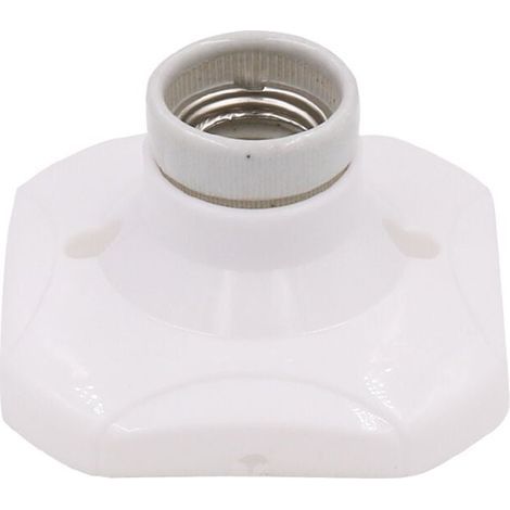 Douille d'ampoule LED E27, douille E27 en céramique et base en plastique, douille murale E27, douille E27 blanche avec anneau pour éclairage d'entrée/plafonnier/balcon (1/5)