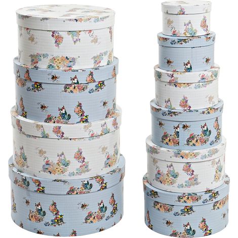 BOX 10 KARTONS 37,5X37,5X18 RUNDER BLAUER KARTON Material Farbe BLAU WEISS MEHRFARBEN Familie BESTELLdetails (1/3)