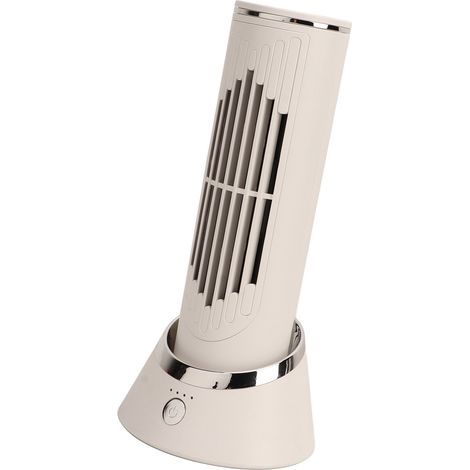 Ventilateur colonne silencieux, 3 vitesses, sans pales, rotatif, USB, portable, idéal pour le bureau ou la chambre, blanc. (1/4)