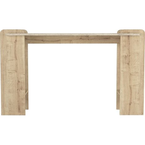 Consolle 2 ripiani Naturale chiaro ed Effetto travertino beige - OSENYA (1/2)