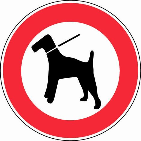 Panneau Interdit aux chiens même tenus en laisse - Rigide Ø180mm - 4041018
