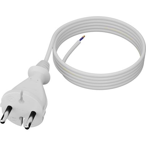Câble de connexion avec fiche droite 3M 2x1MM2 TYPE E blanc (1/5)