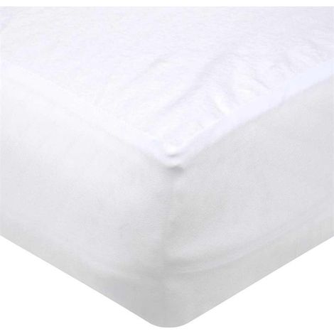 Protège-matelas molleton coton imperméable blanc 140x190/200 cm