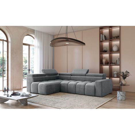 Ecksofa Designersofa DARCY in Stoff Salvador Grau Ottomane Links (1/5)