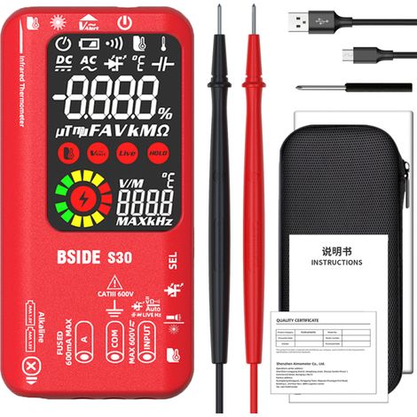 4-in-1-Multimeter: Infrarot-Thermometer, Schaltungsanalysator, 3,5-Zoll-LCD-Bildschirm, 9999 RMS-Messbereich