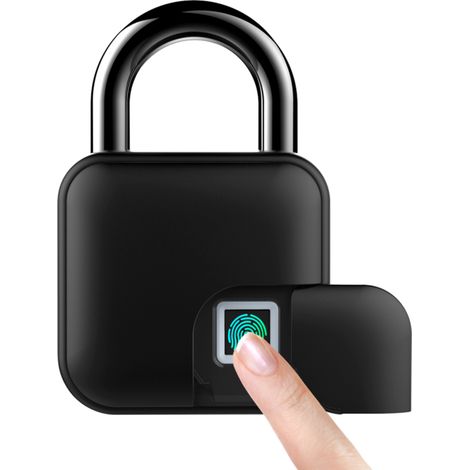 Candado inteligente con huella dactilar, batería recargable de 300 mAh, capacidad para 10 huellas dactilares, resistencia al agua IP65 (negro).