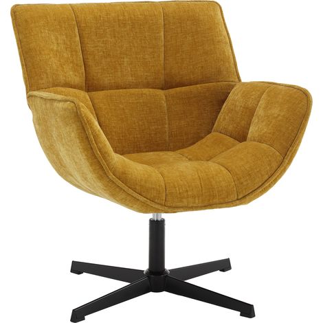 Wahson Butacas de Tela de Chenilla, Sillón Giratorio con Respaldo cómodo para el Dormitorio Sala de Estar, Amarillo (1/5)