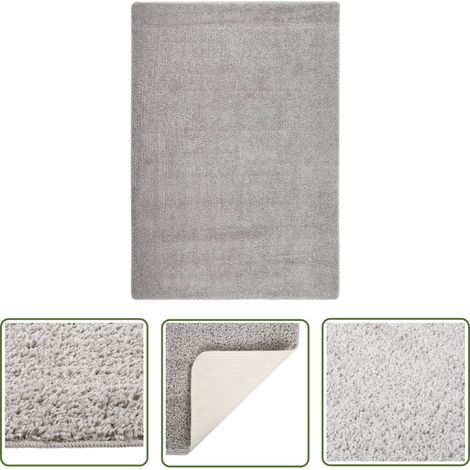 The Living Store Tapis shaggy antidérapant Gris clair 160x230 cm - Tapis Shaggys - Tapis Épais - Tapis Gris - Tapis Salon - Tapis Chambre (1/5)