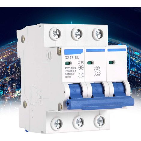Circuit Breaker 16A,Sicherung C20,Circuit Breaker 3P 16A,Interruttore 3 Polished 16A,Zekering 3 Polig Ac 400V 6101620A Miniature Circuit Breaker 3 Poles Mcb Safety Circuit Breaker Dz4763 16A (16A) (1/5)
