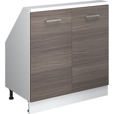 Meuble de rangement sous pente Rion, gris noble/blanc, avec 2 portes, Vicco