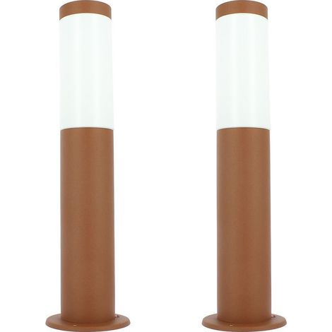 Arum Lighting – Lot de 2 bornes lumineuses d'extérieur 45cm – Acier inoxydable brun antique – Norme IP44 – Douilles E27 pour ampoules LED (1/5)