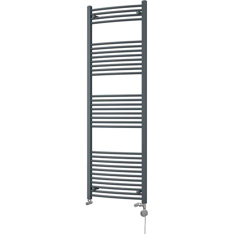 Zennor - Anthracite Dual Fuel Towel Rail H1800mm x W600mm Thermostatic - Curved (1/3)
