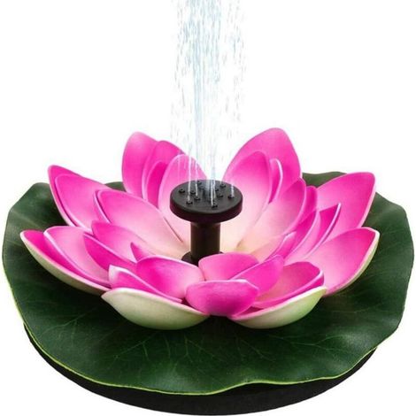 Décor Étang Nénuphar/Lotus Mousse Fleur Énergie Solaire Fontaine Pompe Flottante Étang Feature Lotus Eau Solaire pour Décor Extérieur Cour Jardin Piscine- (1/4)