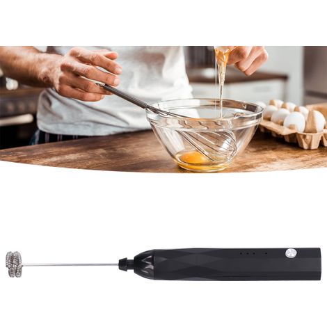 Wiederaufladbarer Milchaufschäumer, 3-stufiger USB-Milchaufschäumer für den Heimgebrauch, tragbarer elektrischer Schneebesen für Latte Art, Kaffeeaufschäumer, schwarz. (1/5)